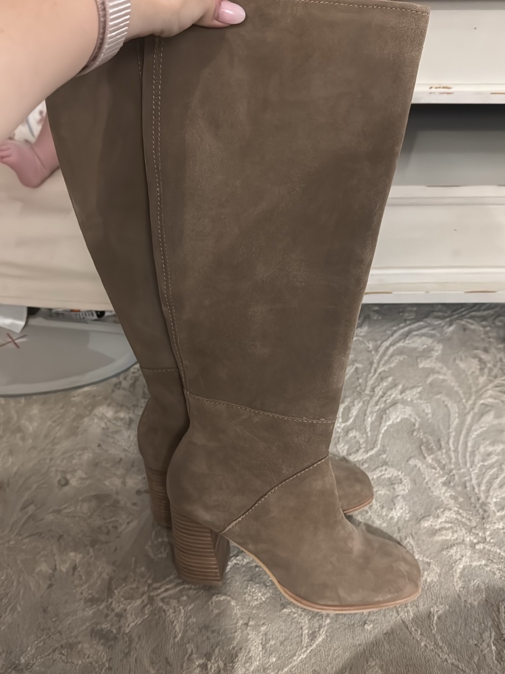 Dolce Vita Tall Suede Boot in Taupe